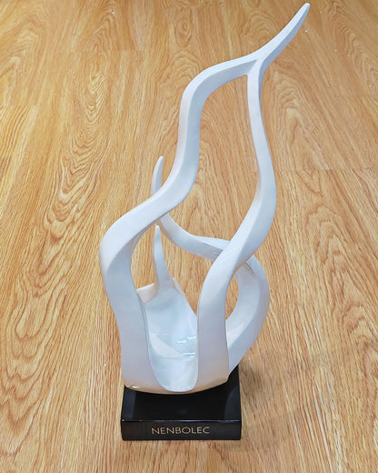 NENBOLEC Abstract Sculpture Decor Modern Art Gift Holy Flame Figurine Statue for Home Office Living Dining Room White 16.5 Inch