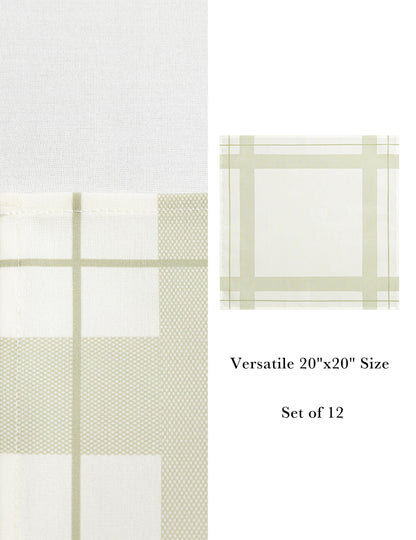 Sheenfon 100% Polyester Cloth Napkins – Durable Patterned Napkins for Restaurants, Events & Everyday Use, 20"x20", Cloud Gray Check Print, Set of 12