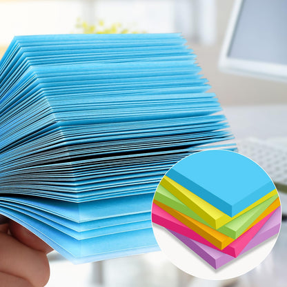 (48 Pads) Sticky Notes 3x3 inch Post, Self-Stick Pads Bright Colors Post Note, Recyclable, Easy to Post for Home, Office, School