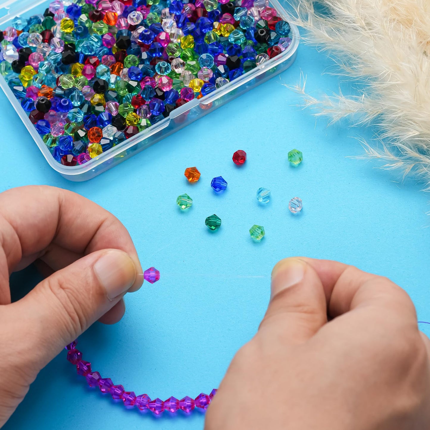 500PCS 6mm Bicone Crystal Beads Acrylic Faceted Spacer Loose Craft Beads Bulk for Jewelry Making DIY Friendship Bracelets Necklace Earring (Dark Red)