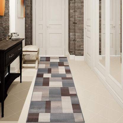 Superior Mid-Century Modern Geometric Design Area Rug, with Jute Backing, Perfect Hardwood, Tile, or Carpet Cover, Ideal for Bedroom, Kitchen, Living Room, Entryway, or Office, 2' 7" x 8', Grey Brown