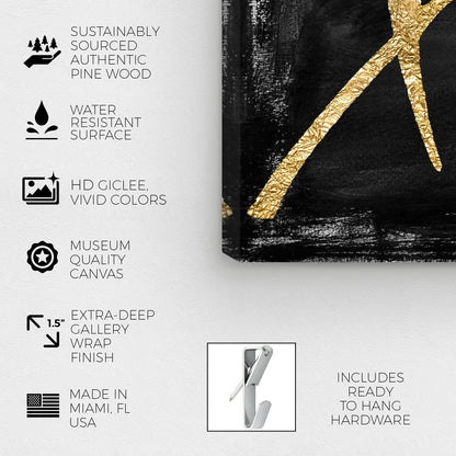 Oliver Gal Typography Wall Art Canvas Prints Quotes and Sayings Black and Gold XOXO Home Décor, 30" x 20", Stretched