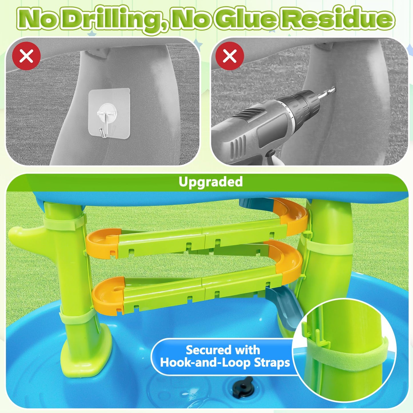 Water Slide Toys for Step2 Rain Showers Water Table Accessories, Quick-Install Summer Outdoor Water Play Table Toys Track Building Set with 6 Duck-Face Rolling Balls for Toddlers Kids Ages 3+
