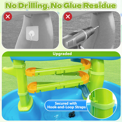 Water Slide Toys for Step2 Rain Showers Water Table Accessories, Quick-Install Summer Outdoor Water Play Table Toys Track Building Set with 6 Duck-Face Rolling Balls for Toddlers Kids Ages 3+