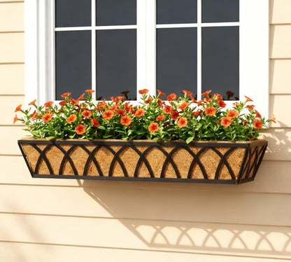 Y&M Railing Planter Boxes, Metal Hanging Balcony Planter, Adjustable Deck Railing Planter for Fence, Window Boxes Outdoor, Heavy Duty Flower Box for Porch Rail-30inch 4pcs