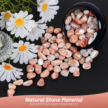 1.1lb Natural Crushed Pink Botswana Agate Crystal Tumbled Chips-Healing Crystals Chips Bulk, Crushed Crystal Gemstones for Crafts, Beautiful Package for Gift (Pink Botswana Agate)