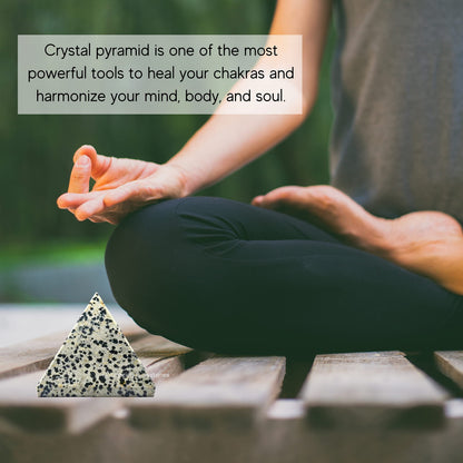 Amazing Gemstone Dalmatian Jasper Pyramid Crystal Healing Stones - 2" Great Pyramid Figurine of Natural Stone Pyramid for Meditation, Reiki, Chakra Balancing and Crystal Pyramids Grid