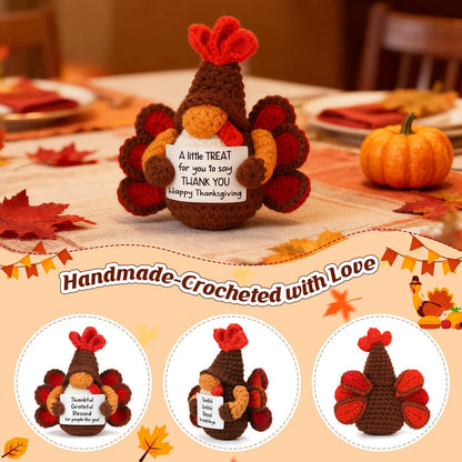 YUEYUQIU Thanksgiving Gifts for Women Men, Thanksgiving Decorations for Home, Handmade Crochet Gnome, Fall Party Decor Presents for Women Family Adults Friend, Thankful Grateful Blessed Hostess Gift