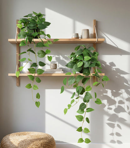 FancyPlus Fake Plants 2 Pcs Faux Pothos Plants Potted Indoor Artificial Hanging Plants Realistic Fake Greenery Table Desk Bathroom Office Bedroom Living Room Shelf Modern Farmhouse Decor Indoor