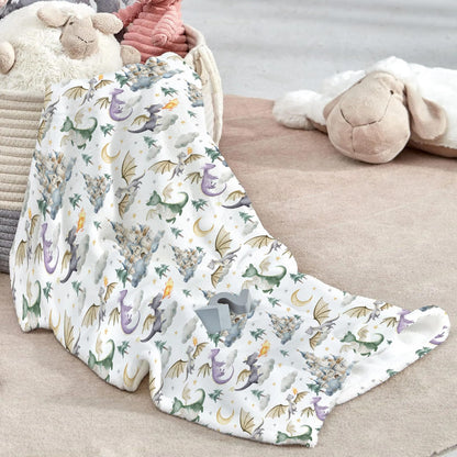 EyMzcod Baby Boy Girl Blankets Dragon Tale Castle, Watercolor Green Moon Clouds Stars Tree Soft Lightweight Nursery Receiving Swaddle, Flannel Newborn Infant Toddler Crib Bedding Kids Gift 30 x 40