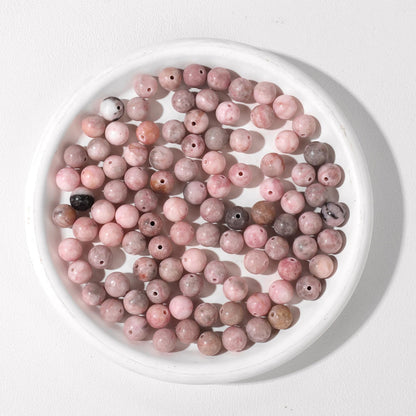 Raicegs 100pcs 8mm Pink Zebra Jasper Beads Natural Gemstone Beads Round Loose Beads for Jewelry Making DIY Bracelets Necklace