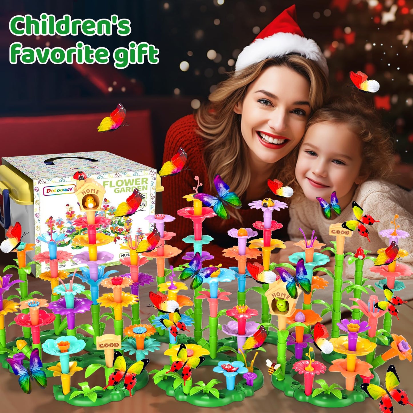 238Pcs Flower Garden Building Toys for Girls 3 4 5 6 7 Year Old, Upgrade DIY Building Stacking Toys, STEM Preschool Educational Toddler Toys Brain Development Kindergarten Kids Toy