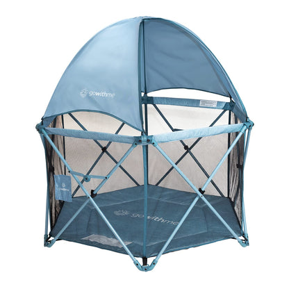 Baby Delight Go with Me Eclipse Deluxe Portable Playard | Playpen | Sun Canopy | Indoor and Outdoor | Ultra Padded Nylon Floor | Blue Wave