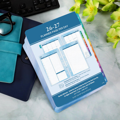 2026-2027 Planner Refills – Jul 2026 - Jun 2027, Two Pages Per Day Daily ＆ Monthly Planner 2026-2027, 5.5" x 8.4" Ring-Bound Organizer, Tabs, Quotes, Prioritized Task, Daily Tracker/Notes, Appointment Schedule
