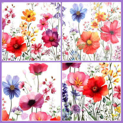 DOPENSPI Flower Window Sticker, Double Sided Wildflower Grass Wall Decals Flower Windows Clings for Glass Windows Cut Freely Floral Window Stickers for Home Office Decor