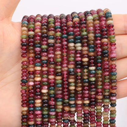 BONNY BOXX 1 Strand (150PCs) Natural 2 * 4mm Colorful Tourmaline Rondelle Beads, Natural Abacus Disk Stone Beads Loose Spacer Gemstone for DIY Bracelet Necklace Jewelry Making