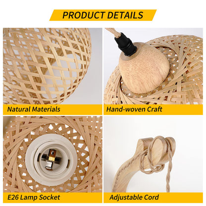 Frideko Bamboo Lantern Plug in Wall Sconces Wicker Wall Lamp with Plug in Cord Hand Woven Rattan Wall Light Farmhouse Rustic Wall Sconces Boho Sconces Wall Lighting for Living Room Bedroom