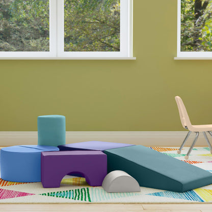 FDP SoftScape Playtime and Climb Multipurpose Playset for Infants, Toddlers 10m-2yrs Climber and Block Play, Learn Gross Motor Skills at Home or Daycare (6-Piece) - Contemporary/Purple, 12364-CTPU