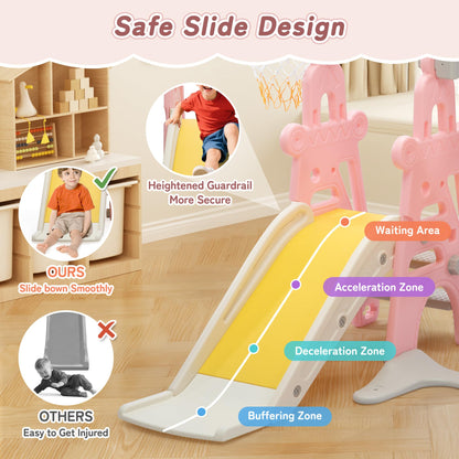 3-in-1 Kids Slide for Toddlers Slide and Swing Set,Indoor Playground for Children,Freestanding Outdoor Slides with Basketball Hoop,Outside Climber Playhouses,Baby Climbing Toys