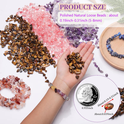 400pcs Natural Chip Stone Beads for Jewelry Making Citrine 5-8mm Irregular Gemstones Healing Crystal Loose Rocks Bead Hole Drilled for Ring Earrings Necklace Bracelet Making DIY Art Crafts