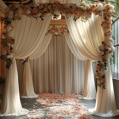 10x10ft Wrinkle Free Ivory Backdrop Curtain for Parties Soft Fabric Drapes Wedding Ivory Curtain Backdrop for Birthday Party Decorations Background for Photography 5x10ft,2 Panels