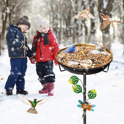 35.4In Metal Bird Bath for Outside, Freestanding Garden Birdbaths & Birdfeeder with Upgraded 5 Prongs Base, Bird Baths Feeder Water Bowl for Outdoors Patio Yard Lawn Art Decor (Yellow+Red)