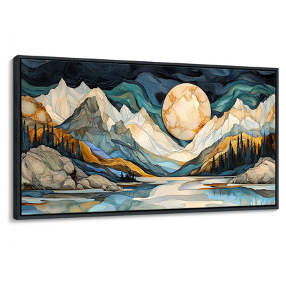 JEAWA Framed Canvas Wall Art - 20x40 Inchs Abstract Painting Decor, Textured Mountain Pictures as Gifts for Friends, Modern Art Prints for Bedroom Living Room Bathroom Home Decoration