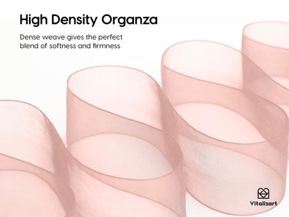 Vitalizart Pink Organza Ribbon 1.5" x 30 Yd Rose Gold Sheer Ribbons for Gift Wrapping Crafts Christmas Party Decor Bows Wedding Invitations Wreaths Bouquet