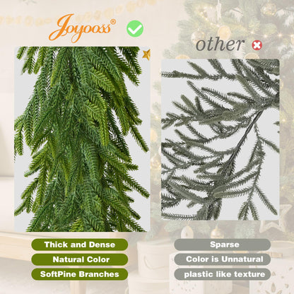 6FT Christmas Garland Norfolk Pine Garland Real Touch Faux Greenery Cedar Garlands for Mantle,Table,Wall,Christmas Decorations Indoor Outdoor