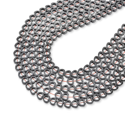 HAAMIIQII 55pcs 8mm Natural Black Hematite Loose Gemstone Beads Hollow Heart Shape Spacer Stone Beads for Jewelry Making DIY Bracelets Necklaces Crafting