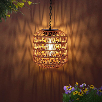 Livinlarge Solar Pendant Light Outdoor,Chandelier Hanging Lantern with Edison Bulb,Boho Solar Powered Lamps IP44 Waterproof for Gazebo Tree Porch Yard Porch Patio Garden Backyard Decorative