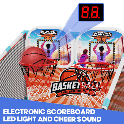2-Player Arcade Basketball Game Set,Upgraded Indoor Hoop with LED Light Electronic Scoreboard 4 Balls,Carnival Games Sports Toys Kids 3-10 for Home Party Backyard Outdoor Boys Girls Toddlers Gifts