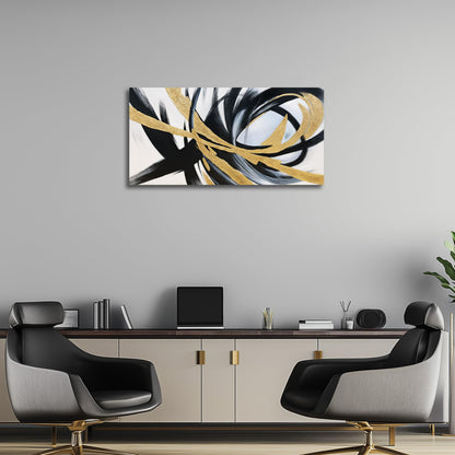 JBD JIETUAN Abstract Canvas Wall Art Black Wall decor for Living Room Minimalist Line Art Canvas Painting Modern Textured Canvas Print Bedroom Office Home Decor 24x48 Inches