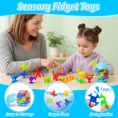 32Pcs Bath Toys for Kids Ages 3-5 4-8, No Hole Mold Free Baby Suction Cup Animals Water Toys, Mini Toddler Sensory Fidget Party Favors, Airplane Car Window Travel Road Trip Essentials 3 4 5 6 Year Old