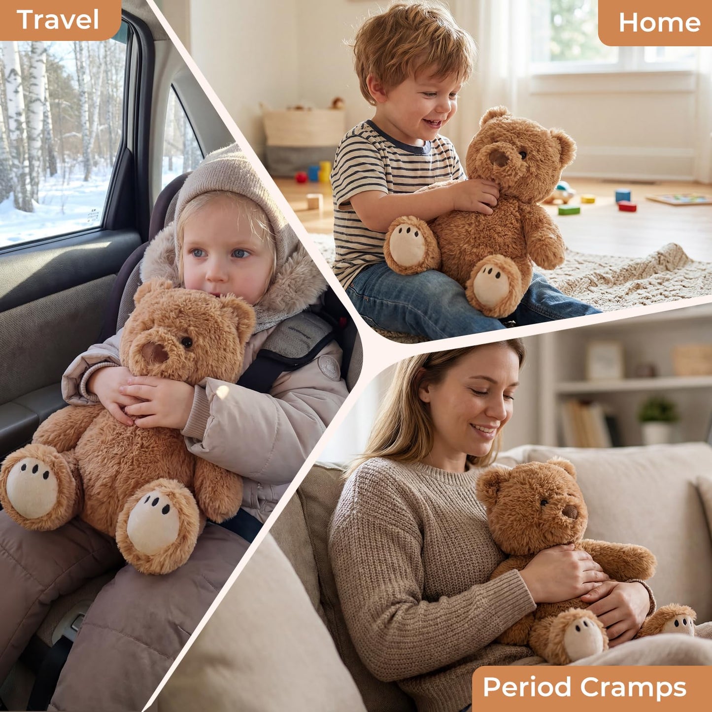 LURKOMEMO Teddy Bear Microwavable Weighted Stuffed Animals for Kids,Heating Pads Plush Bear for Period Cramps, Lavender Scented Hot&Cold Use Comforts Stress&Pain, Cozy Toy Gifts for Gils Boys Adults