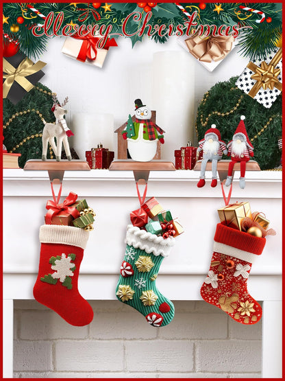 Kalolary 8 Pack Christmas Stocking Holders,Mantel Stocking Hangers Heavy Duty Xmas Stocking Hooks for Mantle Counter Tables Window Fireplace Christmas Party Decoration (Red Bronze)