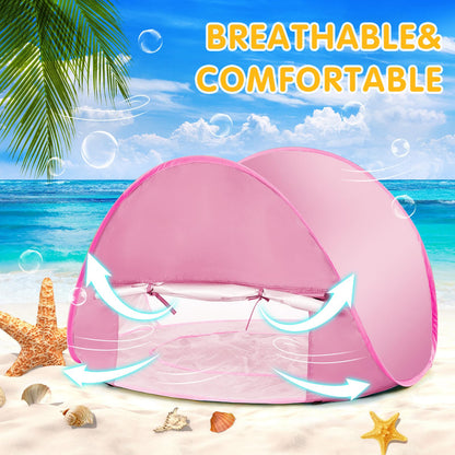 Baby Beach Tent with Pool, Pop Up Sun Shelter UPF 50+ UV Protection for Infant Toddlers, Portable Shade Tent with Carry Bag for Beach Outdoor Travel