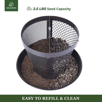 Kingsyard Bird Feeder for Outside, Dual-Use Metal Mesh Wild Bird Feeder with Weatherproof Dome Dual, 2.5 lbs Seed Capacity for Finch Cardinal