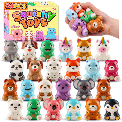 KissFuture 24 PCS Animal Slow Rising Squishy Toys, Squeeze Toys, Party Favors for Kids, Goodie Bags Stuffers, Birthday Gifts for Boy & Girls, Classroom Prizes
