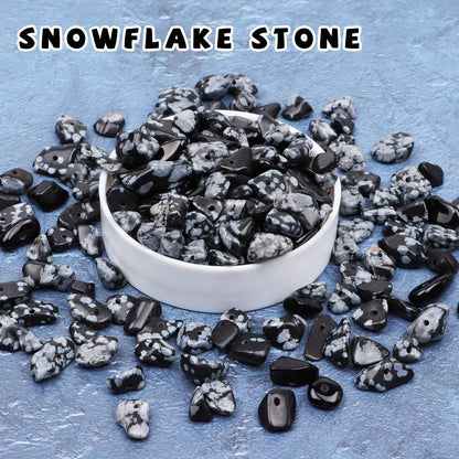 500 pcs Natural Chip Stone Beads, Snowflake Stone 5-8 mm Irregular Gemstones Healing Crystal Loose Rocks Bead Hole Drilled for Jewelry Making Bracelet