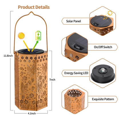 Hummingbird Solar Lanterns Outdoor Waterproof, Birthday Gifts for Women Mom Grandma, Hanging Solar LED Lights for Garden Decor Outside, Metal Lantern for Yard, Patio, Backyard, Porch