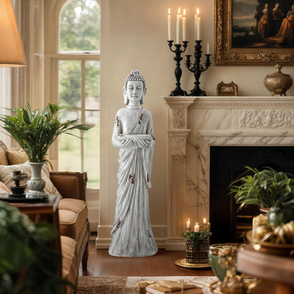 Ultym 42" Extra-Large Buddha Outdoor Statue with Birdfeeder, Tall Zen Meditative Buddha Figures, Durable Weatherproof MGO Sculpture for Garden, Patio, Yard, Porch or Indoor Home Decor
