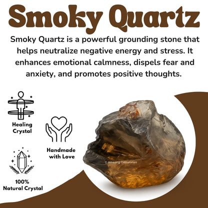 Amazing Gemstone Smoky Quartz Raw Crystals and Healing Stones, Natural Rocks for Tumbling and DIY Raw Stones and Crystals (1 Piece)