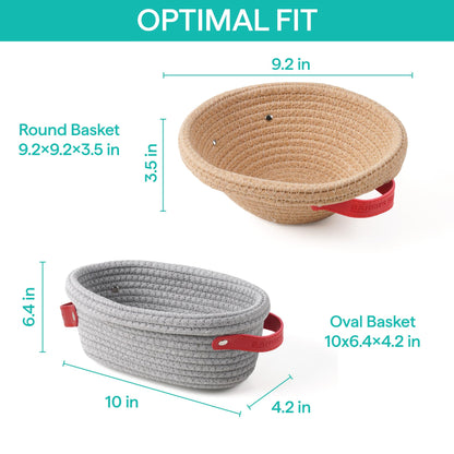 Baker's Secret Cotton Rope Banneton Bread Proofing Basket Set, Oval & Round Bread Baskets with Liners & Covers for Artisan Bread Baking, Sourdough Bread Baking Supplies