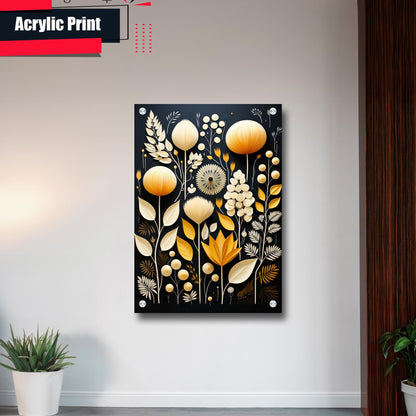 Scandinavian Folk Art, Black and Beige Abstract Botanical Wall Art for Scandinavian Home Decor, Decor Poster, Wall Decor