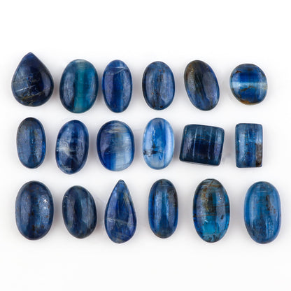 GEMKORA Natural Blue Kyanite Gemstones Cabochons for Jewelry Making | 8-10pcs | 10-15mm