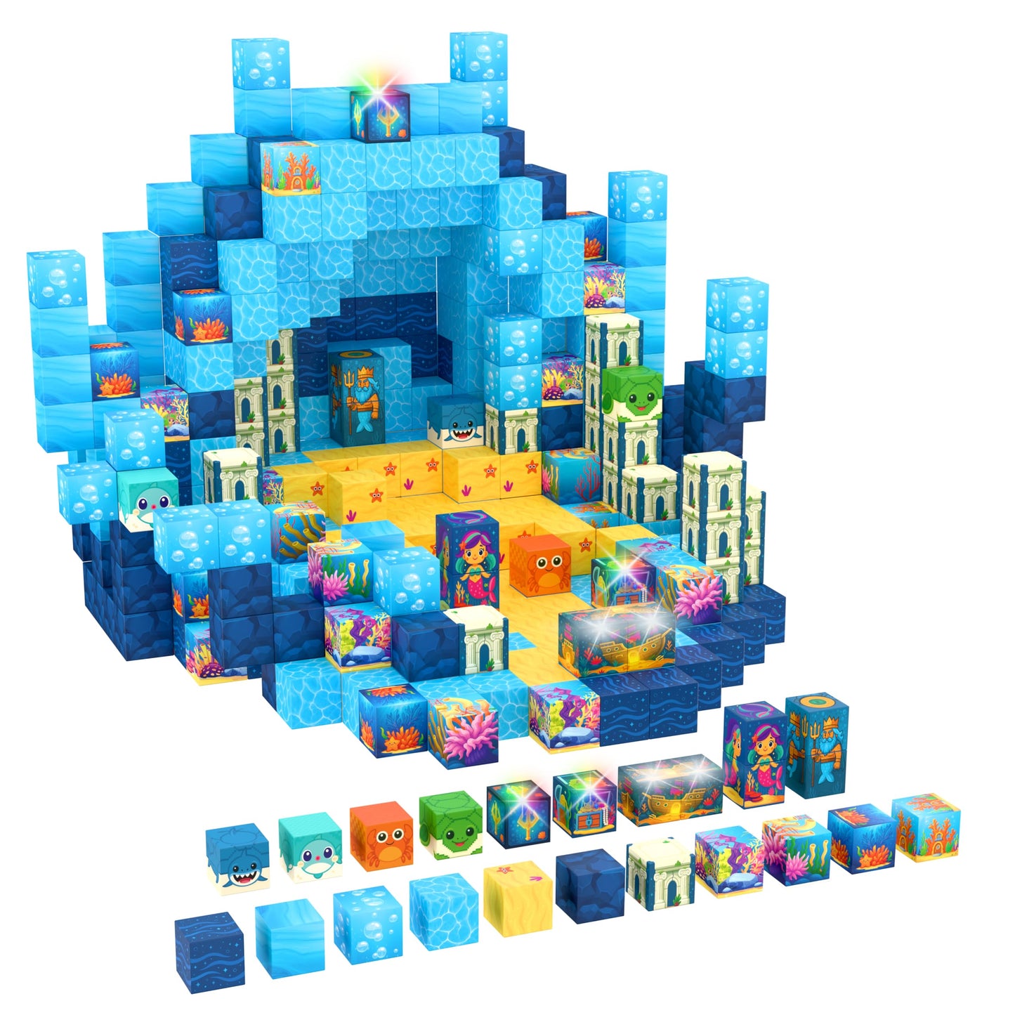Zuvvo 120 PCS Light Up Magnetic Building Blocks for Kids – 1 Inch Magnet Cubes for Kids 3 4 5 6 7 8+, STEM Montessori Educational Toys, Sensory Learning Construction Toy Gift for Boys and Girls