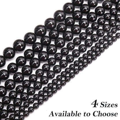 Aurehen Natural Gemstone Beads with Thread Needle Card as Complete Jewelry Making Kit, 120PCS 6mm Round Loose Energy Stone Spacer Beads, Smooth Healing Crystals for DIY Crafts (Black Tourmaline)