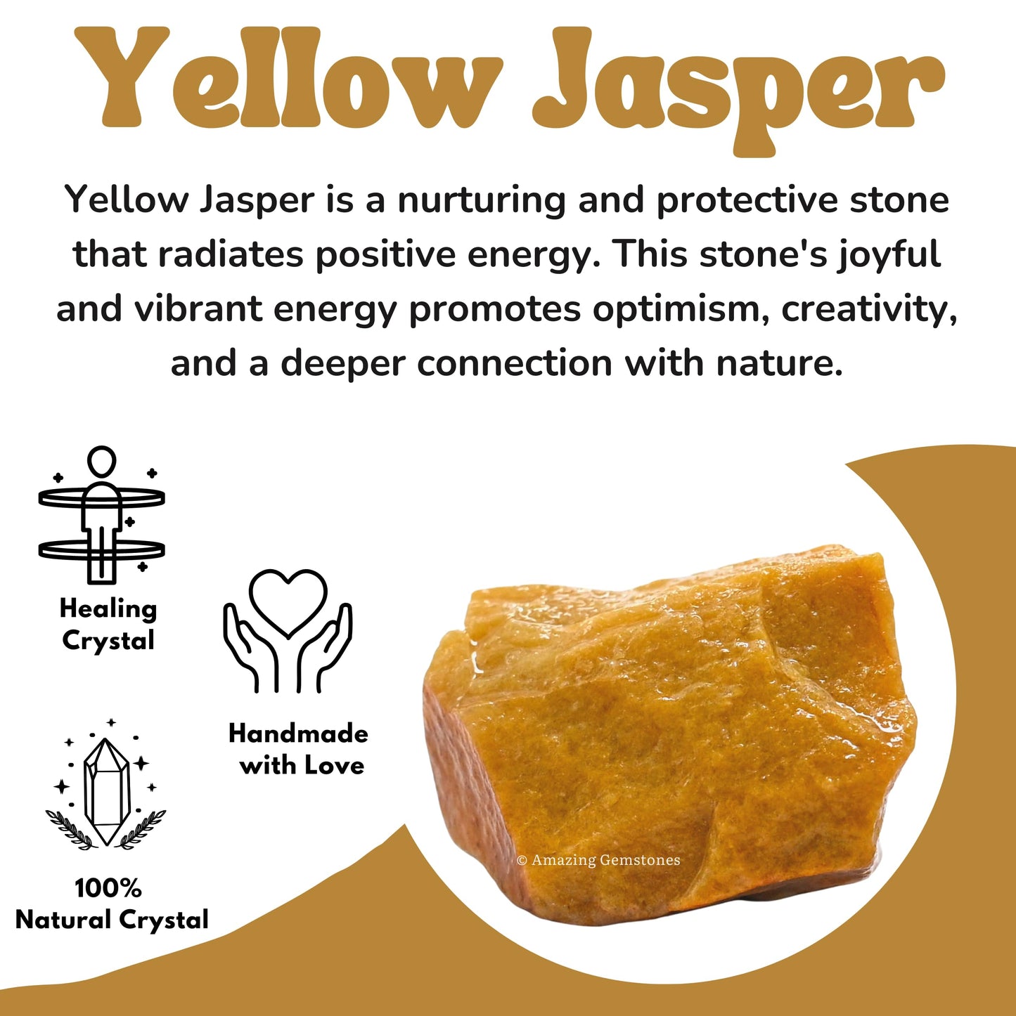 Amazing Gemstone Yellow Jasper Raw Crystals and Healing Stones, Natural Rocks for Tumbling and DIY Raw Stones and Crystals (1 Piece)