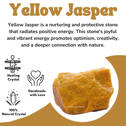 Amazing Gemstone Yellow Jasper Raw Crystals and Healing Stones, Natural Rocks for Tumbling and DIY Raw Stones and Crystals (1 Piece)
